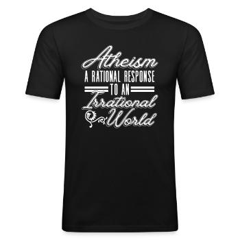 Atheismus - eine rationale Antwort auf eine - Männer Slim Fit T-Shirt - Schwarz - Vorne - Nik (191cm)