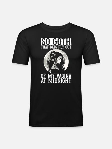 Goth Gothic Fledermäuse Vagina Spruch - Männer Slim Fit T-Shirt - Schwarz