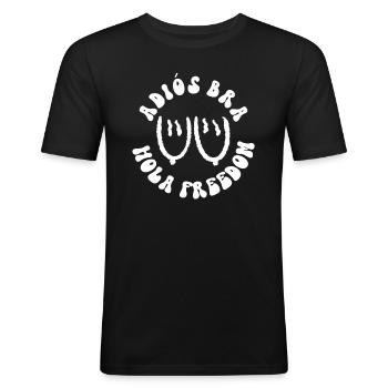 Adiós Bra - Hola Freedom - Hippie Costume No Bra - T-shirt près du corps Homme - noir - Devant - Nik (191cm)