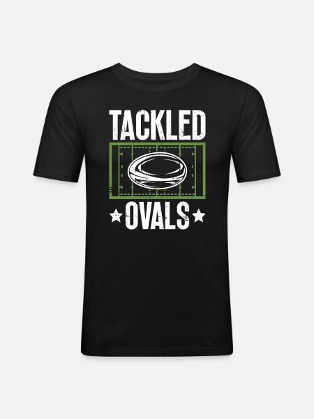 Tackled Ovals - Funny Rugby - Men's Slim Fit T-Shirt - black