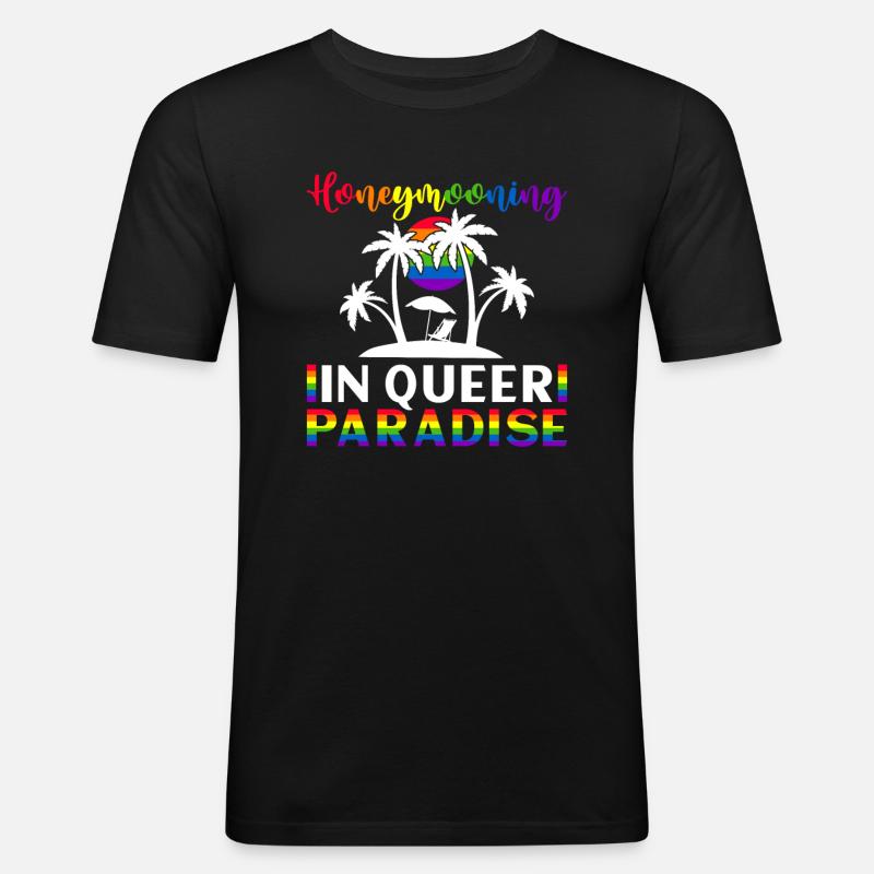 Gay Pride Hochzeit Homo-Ehe - Männer Slim Fit T-Shirt - Schwarz