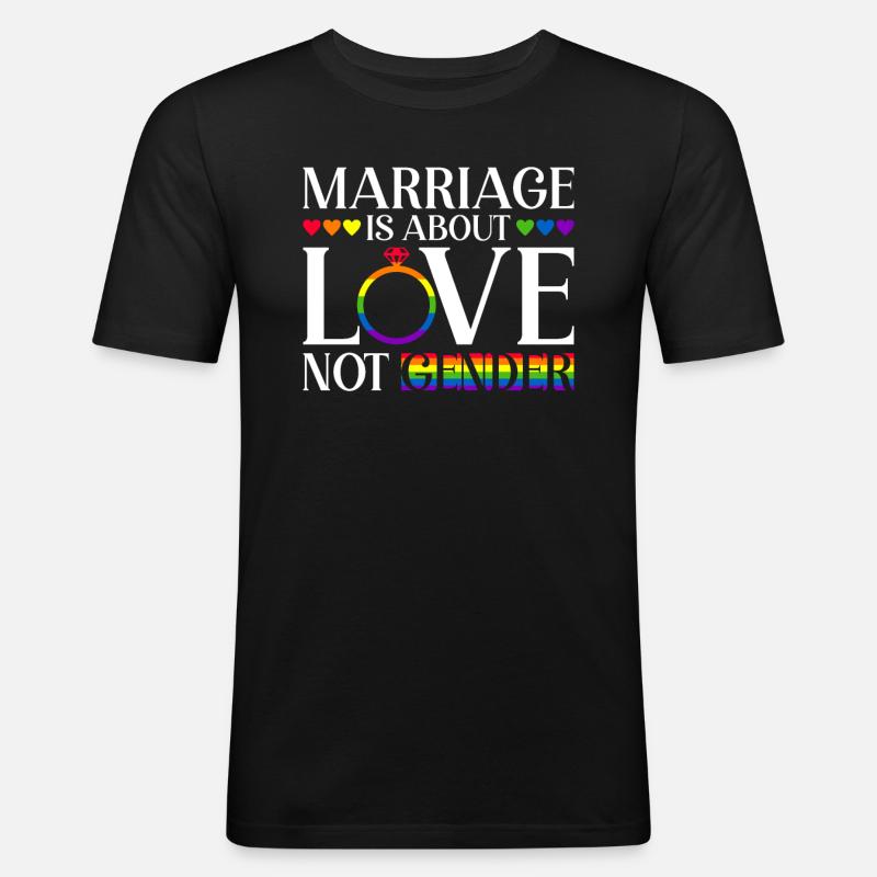 Gay Pride Hochzeit Homo-Ehe - Männer Slim Fit T-Shirt - Schwarz
