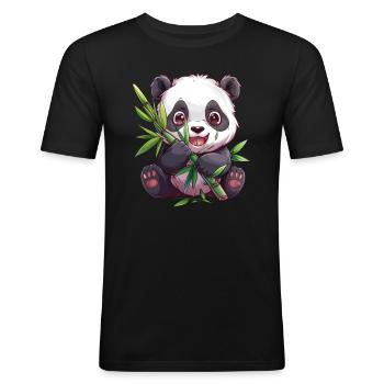 Panda Ours Panda géant japonais - T-shirt près du corps Homme - noir - Devant - Nik (191cm)