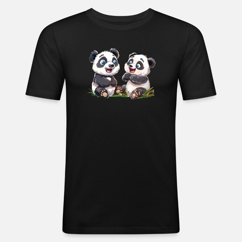 Panda Cub Panda géant japonais - T-shirt près du corps Homme - noir