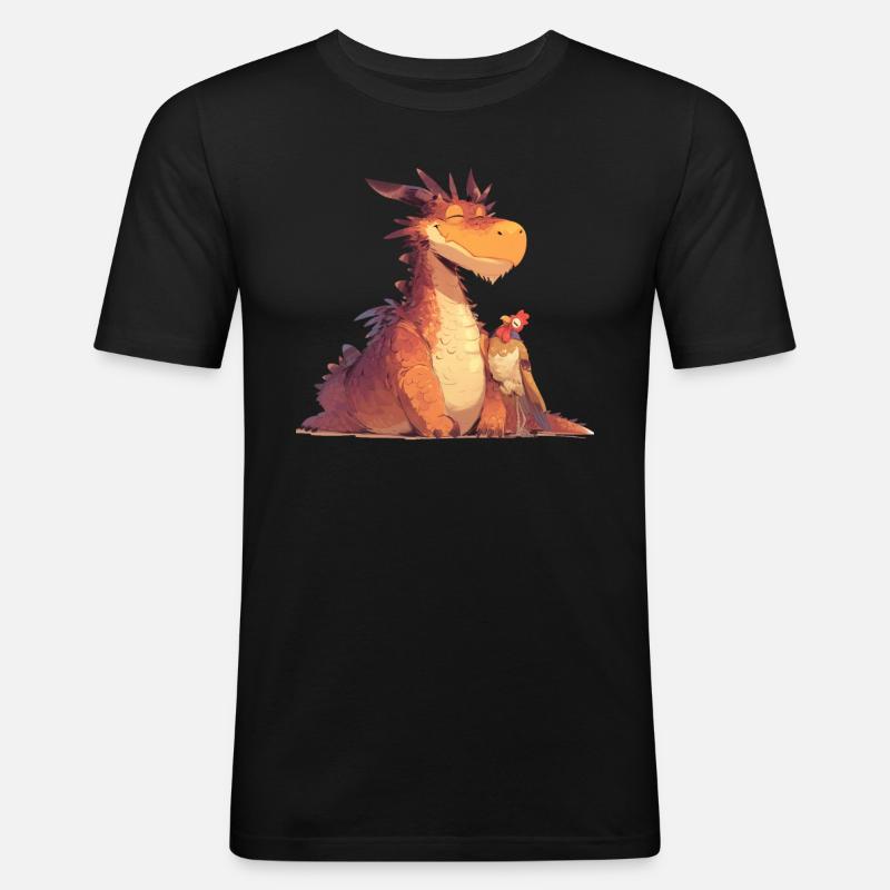 Drache Erntedankfest Drache Kinder - Männer Slim Fit T-Shirt - Schwarz