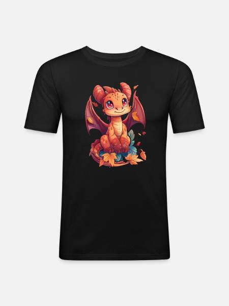 Dragon Thanksgiving Automne Enfants - T-shirt près du corps Homme - noir