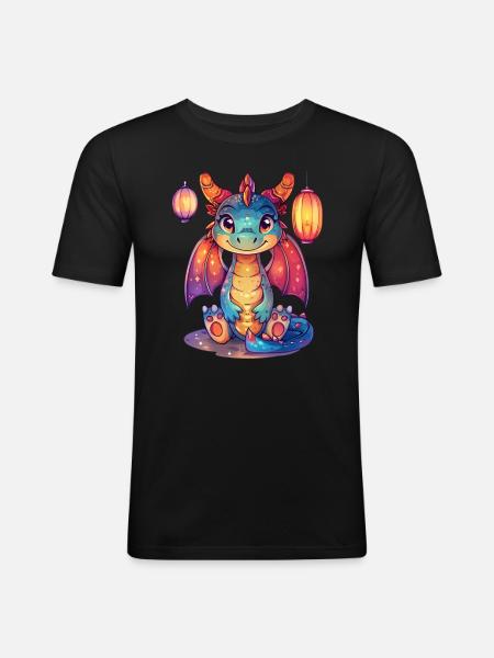 Dragon Lantern Festival Japanese Kawaii - Men's Slim Fit T-Shirt - black