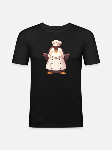 Pingouin Kawaii Pingouin Mignon - T-shirt près du corps Homme - noir