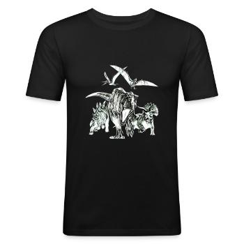 Dinosaurier - Männer Slim Fit T-Shirt - Schwarz - Vorne - Nik (191cm)