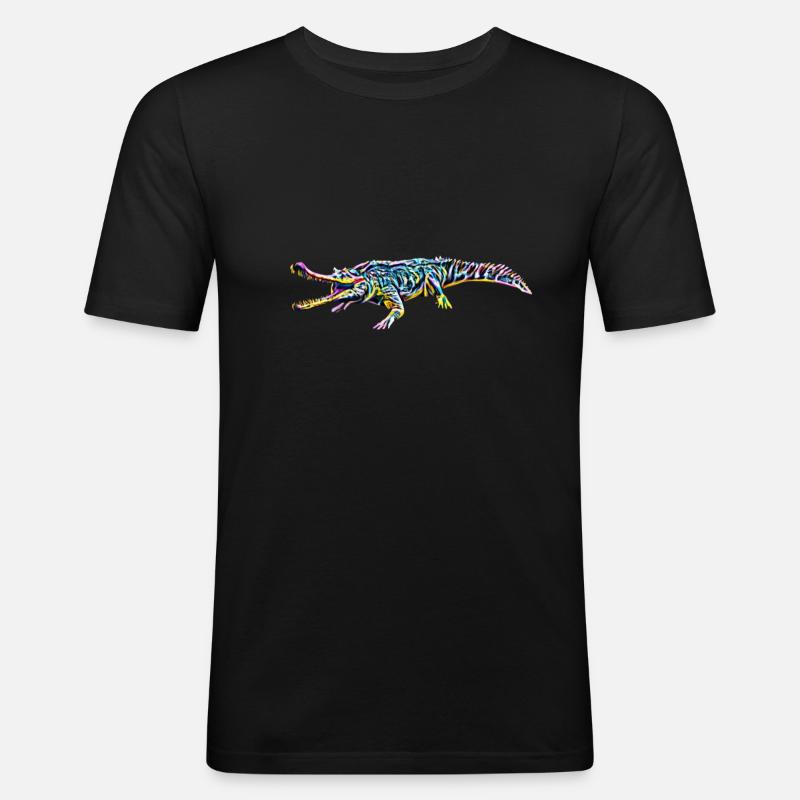 Krokodil - Männer Slim Fit T-Shirt - Schwarz