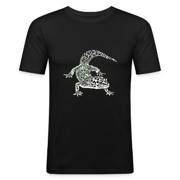 Gecko - Männer Slim Fit T-Shirt - Schwarz - Vorne - Nik (191cm)