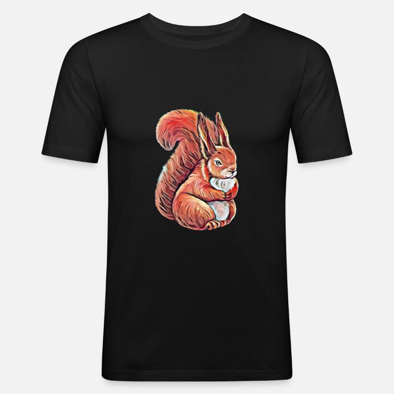 Eichhörnchen - Männer Slim Fit T-Shirt - Schwarz