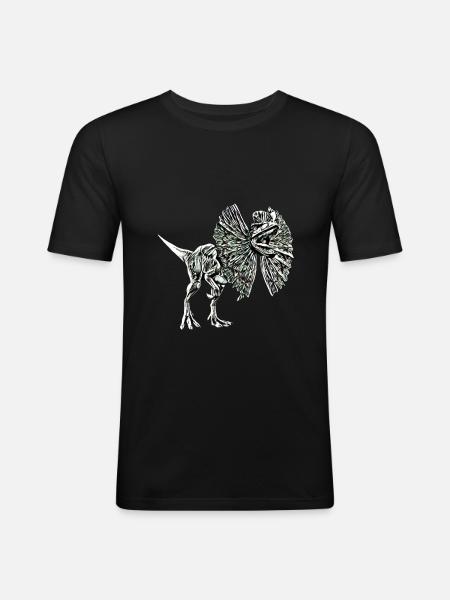 Dilophosaurus - Männer Slim Fit T-Shirt - Schwarz
