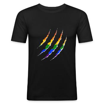 LGBT Wound Gay Pride Rainbow Coming Out - Men's Slim Fit T-Shirt - black - Front - Nik (191cm)
