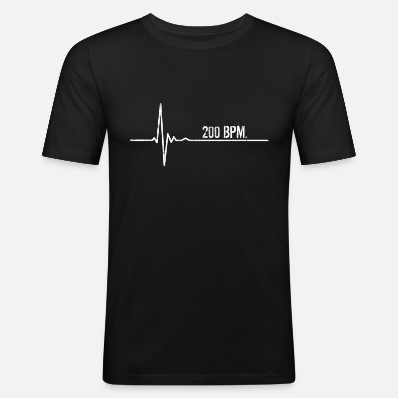 200BPM Uptempo Techno Hardstyle - Männer Slim Fit T-Shirt - Schwarz