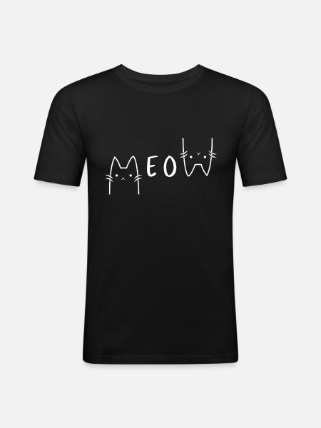 meow - Männer Slim Fit T-Shirt - Schwarz