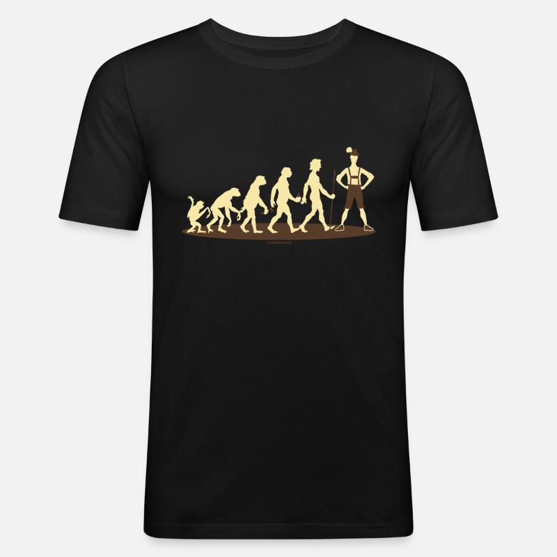 Evolution Bayer - RAHMENLOS Geschenk - Männer Slim Fit T-Shirt - Schwarz