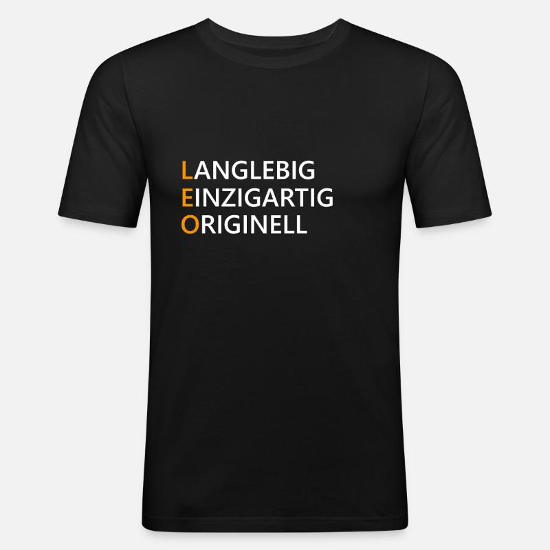 Leo Name Geschenk - Männer Slim Fit T-Shirt - Schwarz