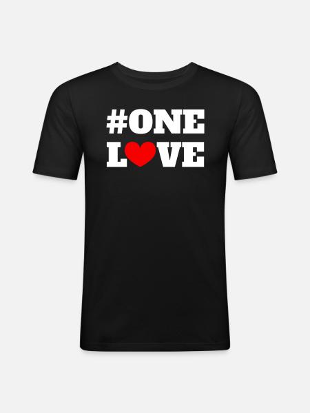 One Love - Männer Slim Fit T-Shirt - Schwarz