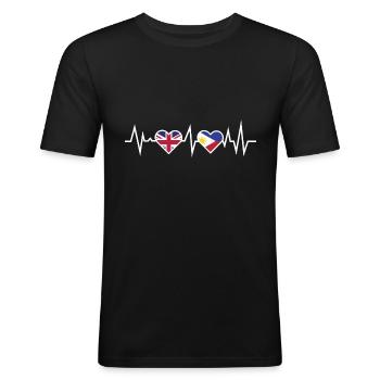 Herzschlag Deutschland Philippinen / Urlaub Shirt - Männer Slim Fit T-Shirt - Schwarz - Vorne - Nik (191cm)