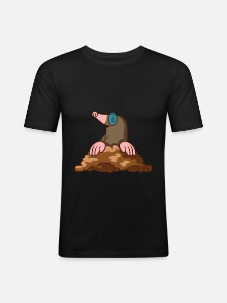 Mole with glasses gardener - Men's Slim Fit T-Shirt - black