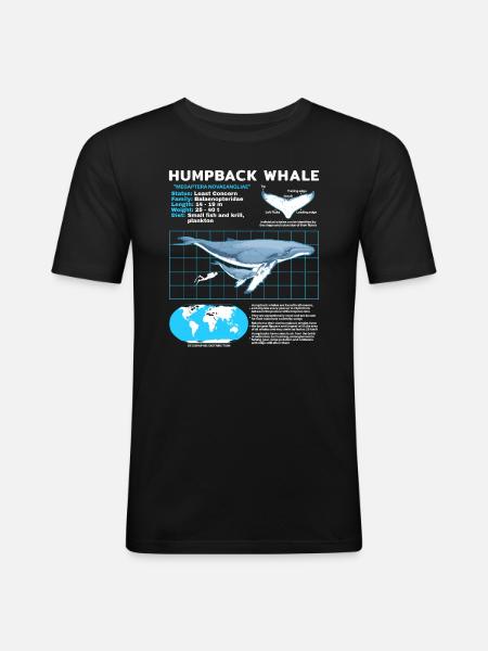 Humpback Whale Datasheet - Men's Slim Fit T-Shirt - black