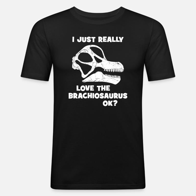 Brachiosaurus Fossil Schädel - Männer Slim Fit T-Shirt - Schwarz