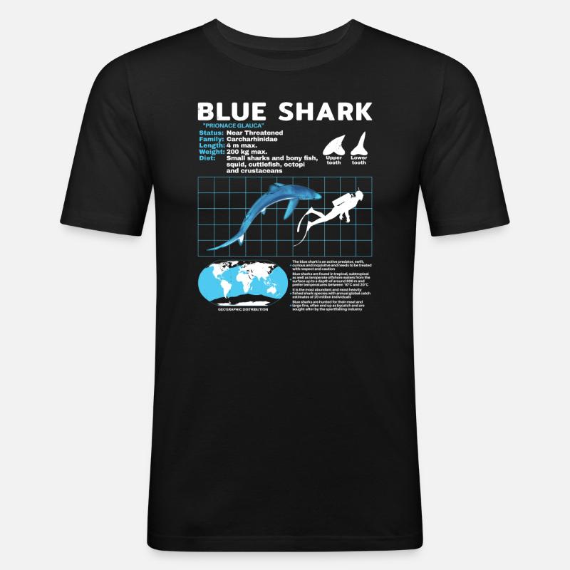 Blauhai Datenblatt Fact Sheet - Männer Slim Fit T-Shirt - Schwarz