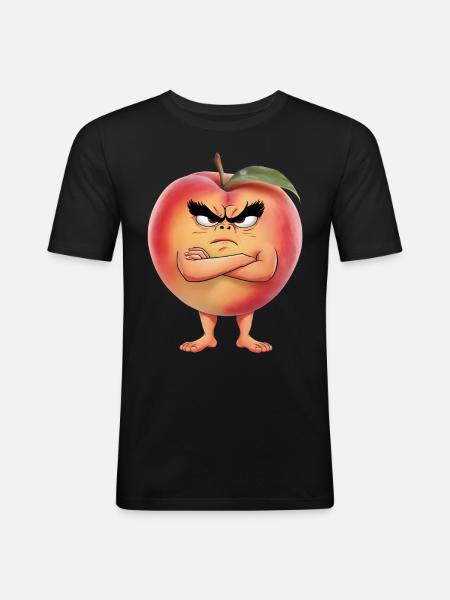 Pfirsich - Männer Slim Fit T-Shirt - Schwarz