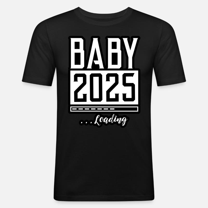 Baby 2025 Loading Babyshower - Männer Slim Fit T-Shirt - Schwarz