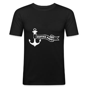 Bester Papa Bester Papa - Männer Slim Fit T-Shirt - Schwarz - Vorne - Nik (191cm)