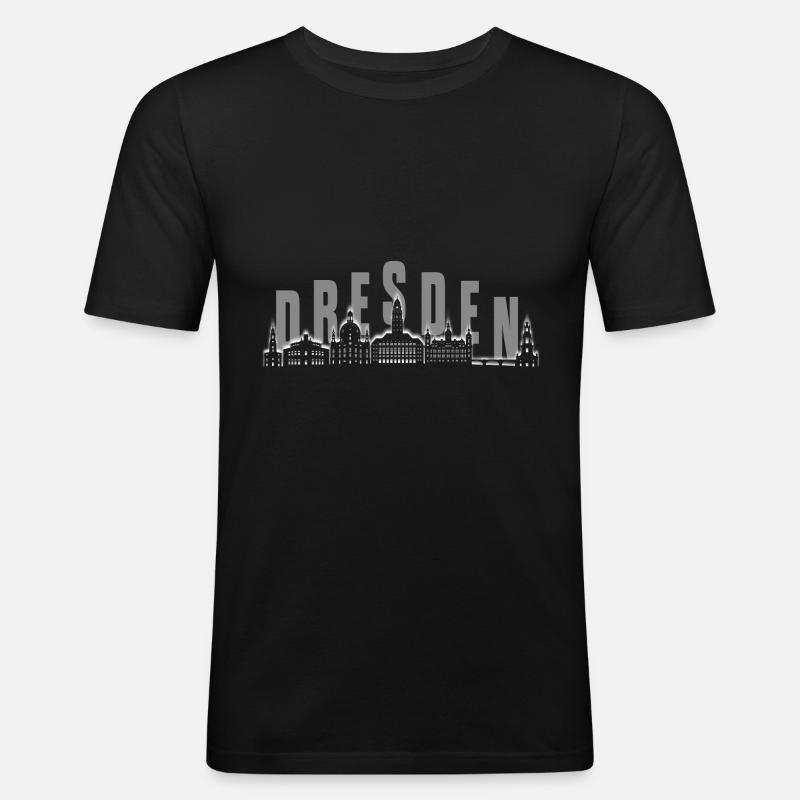 Dresden Skyline - Männer Slim Fit T-Shirt - Schwarz