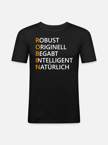 Robin Name Geschenk - Männer Slim Fit T-Shirt - Schwarz