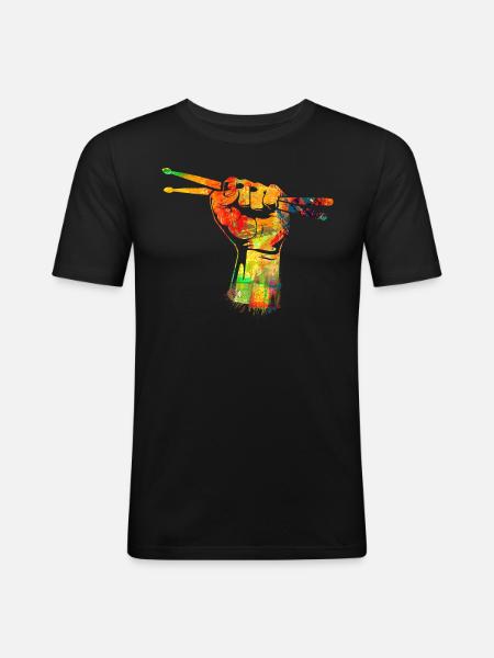 Rock n Roll - Drums - Männer Slim Fit T-Shirt - Schwarz