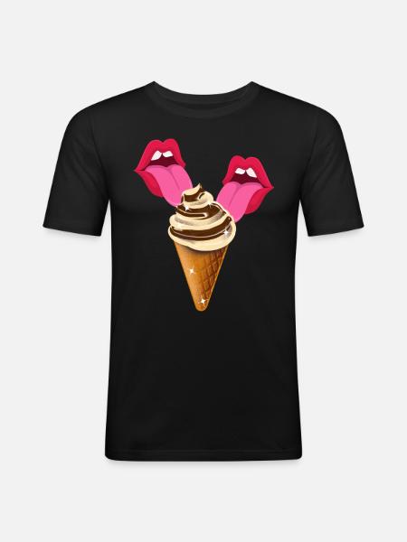 Ice licking tongue - Men's Slim Fit T-Shirt - black