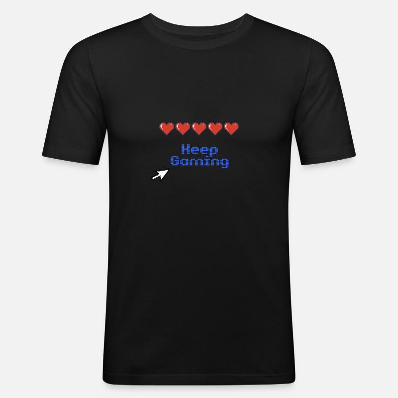 keep Gaming Geschenk - Männer Slim Fit T-Shirt - Schwarz