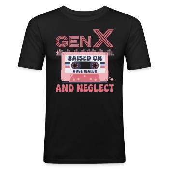 Humour Génération X - T-shirt près du corps Homme - noir - Devant - Nik (191cm)