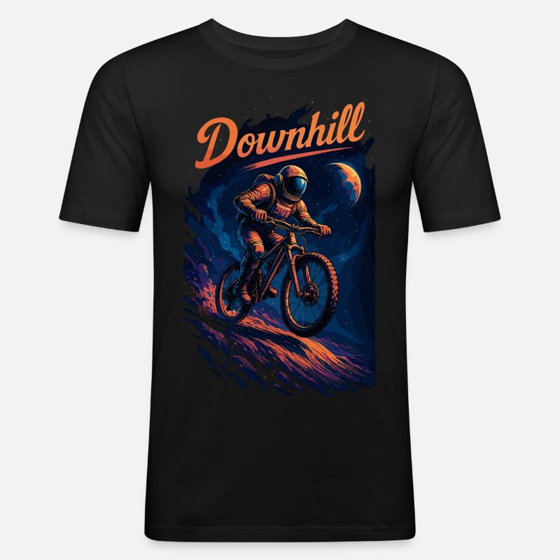 MTB Mountainbiking Downhill Astronaut Geschenk - Männer Slim Fit T-Shirt - Schwarz
