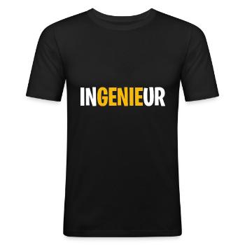 Ingenieur Genie Maschinenbau Lustig Witzig Student - Männer Slim Fit T-Shirt - Schwarz - Vorne - Nik (191cm)