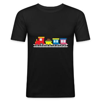 Locomotive de jouet Enfant - T-shirt près du corps Homme - noir - Devant - Nik (191cm)