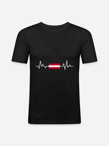 Austria Heartbeat - Men's Slim Fit T-Shirt - black