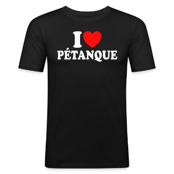 I Love Pétanque Sport Humour Pétanque - T-shirt près du corps Homme - noir - Devant - Nik (191cm)