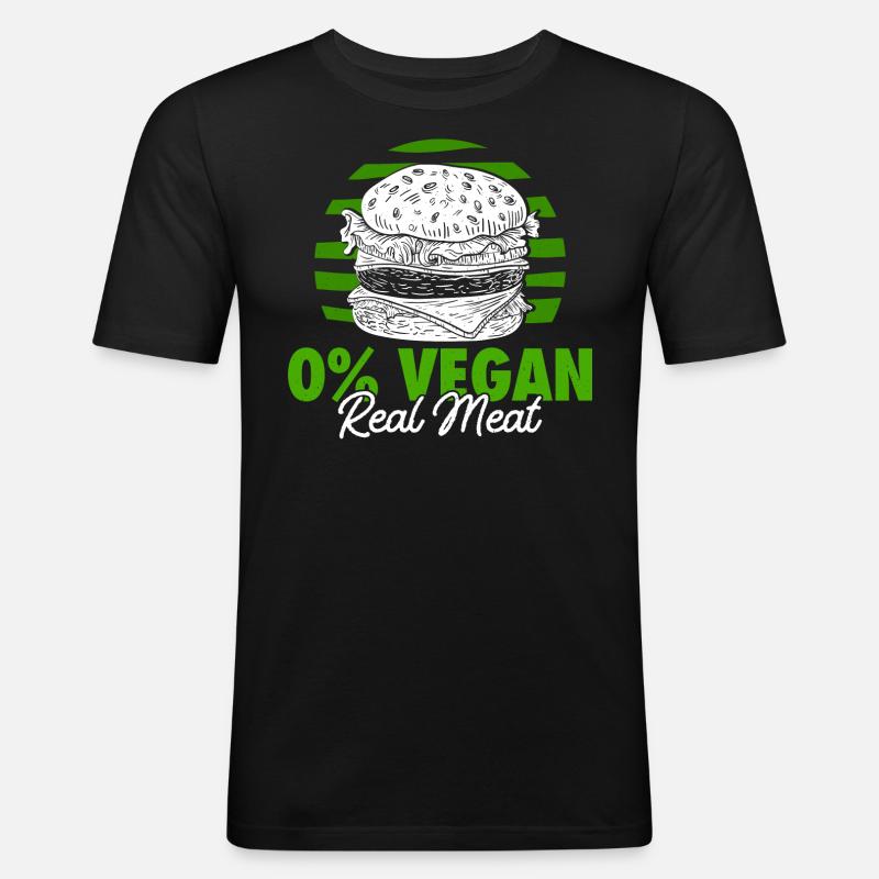 Nicht Vegan - Nur echtes Fleisch - Männer Slim Fit T-Shirt - Schwarz