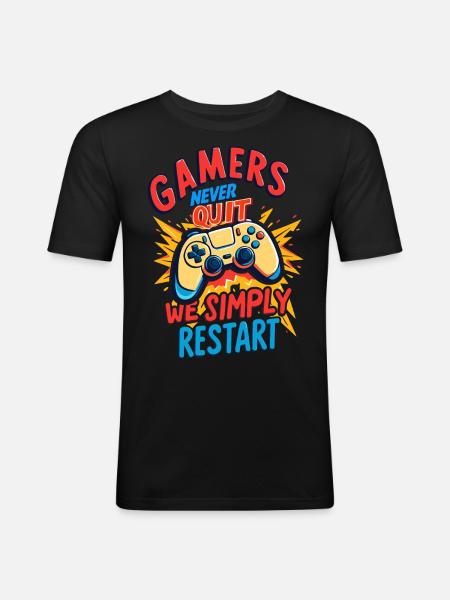 Gamers Never Quit - Men's Slim Fit T-Shirt - black