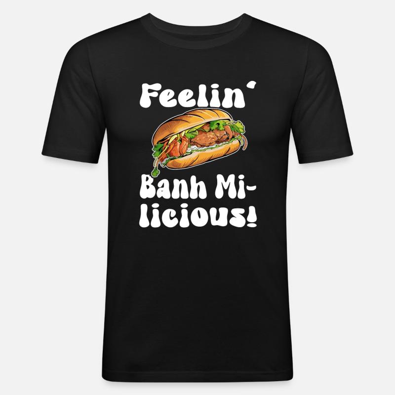 Banh mi licious Design - Männer Slim Fit T-Shirt - Schwarz