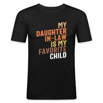 Meine Schwiegertochter - Mein Lieblingskind - Mama und Papa - Männer Slim Fit T-Shirt - Schwarz - Vorne - Nik (191cm)