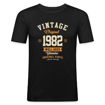 Vintage 1982 Birthday 41 Years Old - Men's Slim Fit T-Shirt - black - Front - Nik (191cm)