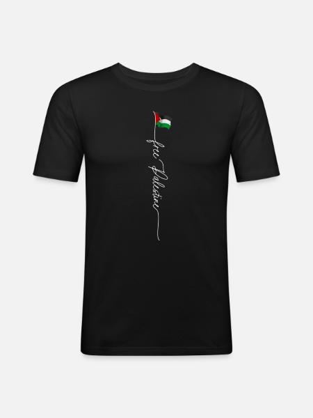Befria Palestina, vintage palestinsk patriotisk flagga - Slim Fit T-shirt herr - svart
