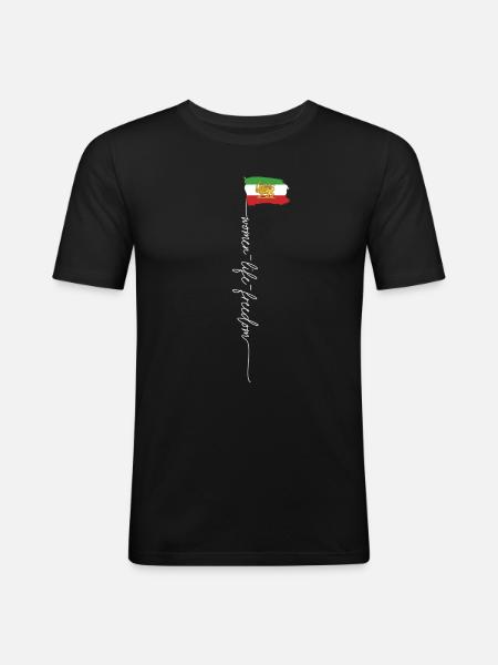 Iransk løve sol Flag, kvindelig knytnæve, støtte kvinder - Herre Slim Fit T-Shirt - sort