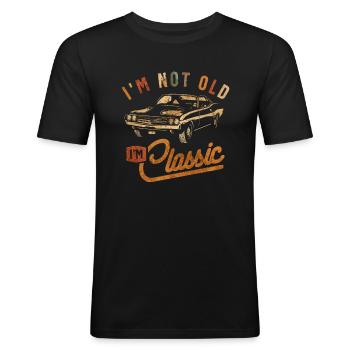 Je ne suis pas vieux, je suis classique, drôle, voiture ancienne - T-shirt près du corps Homme - noir - Devant - Nik (191cm)